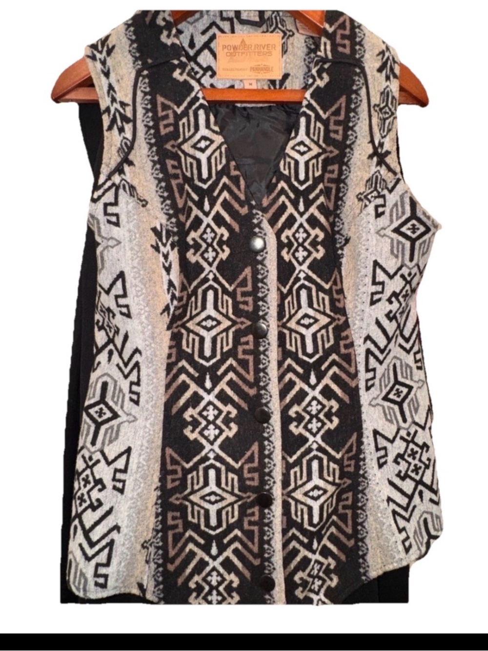 Vintage Powder River Outfitters Southwestern Aztec Tapestry Vest Wool Blend M - Picture 5 of 8